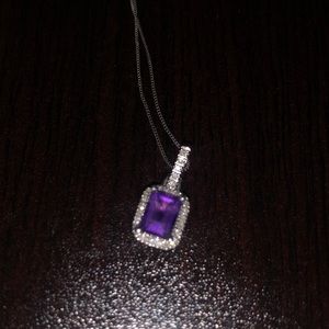Amethyst pendant with halo